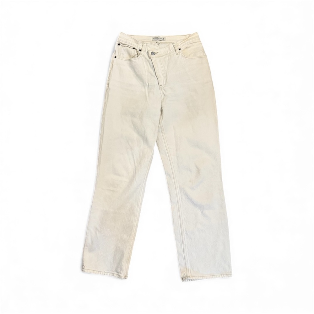 Cream Abercrombie Curve Love 90’s Straight Jeans Ultra High Rise
